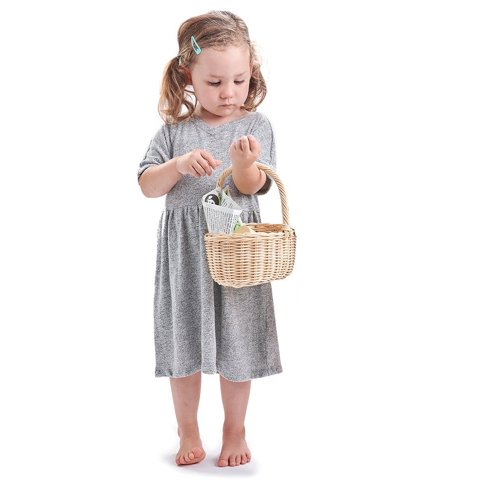 Wicker Shopping Basket - wooden shopping - ELLIE