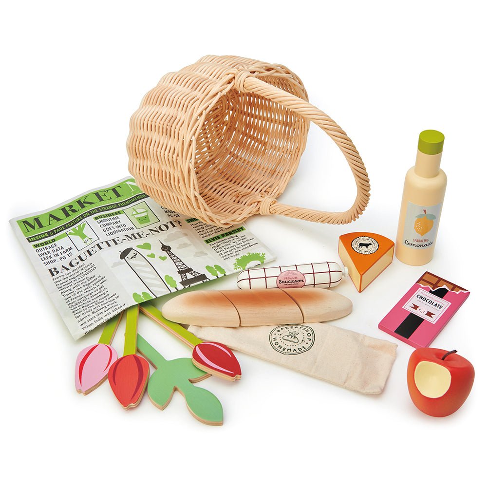 Wicker Shopping Basket - wooden shopping - ELLIE