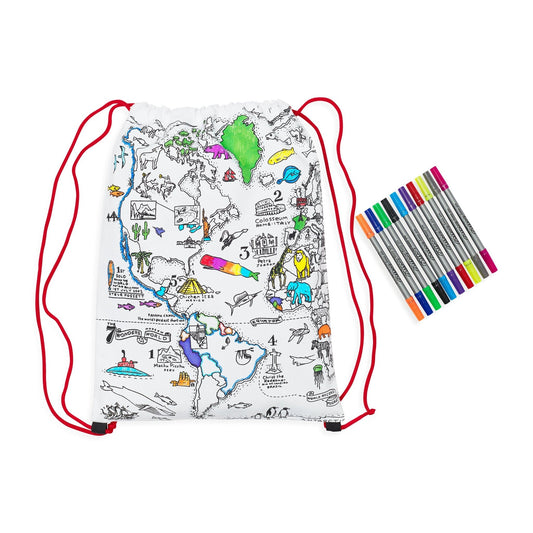 World Map Backpack - Colour in & Learn - Educational Colouring Gifts - ELLIE